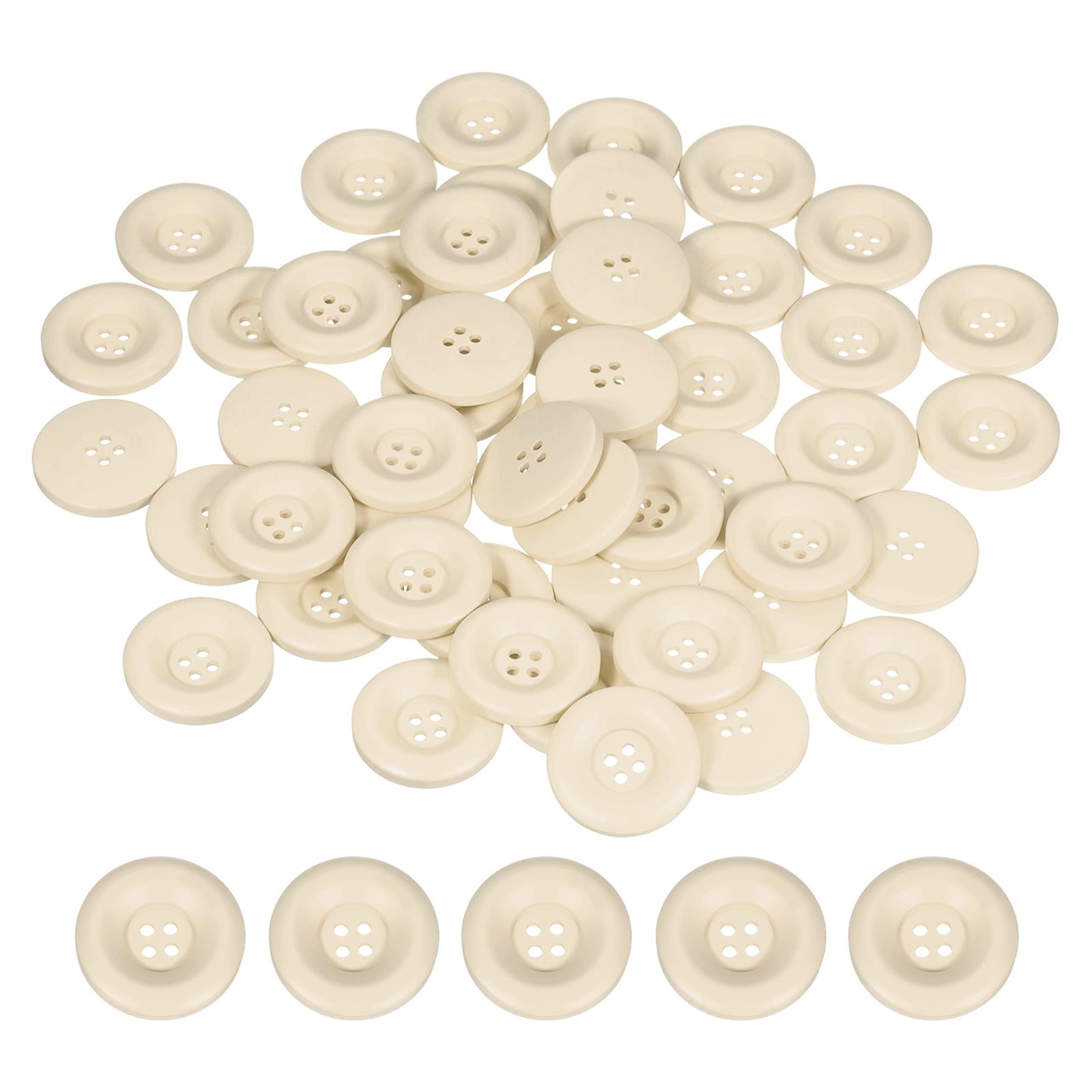 Uxcell 50pcs Sewing Button 30mm 4 Holes Resin Round Crafting Buttons, Coffee
