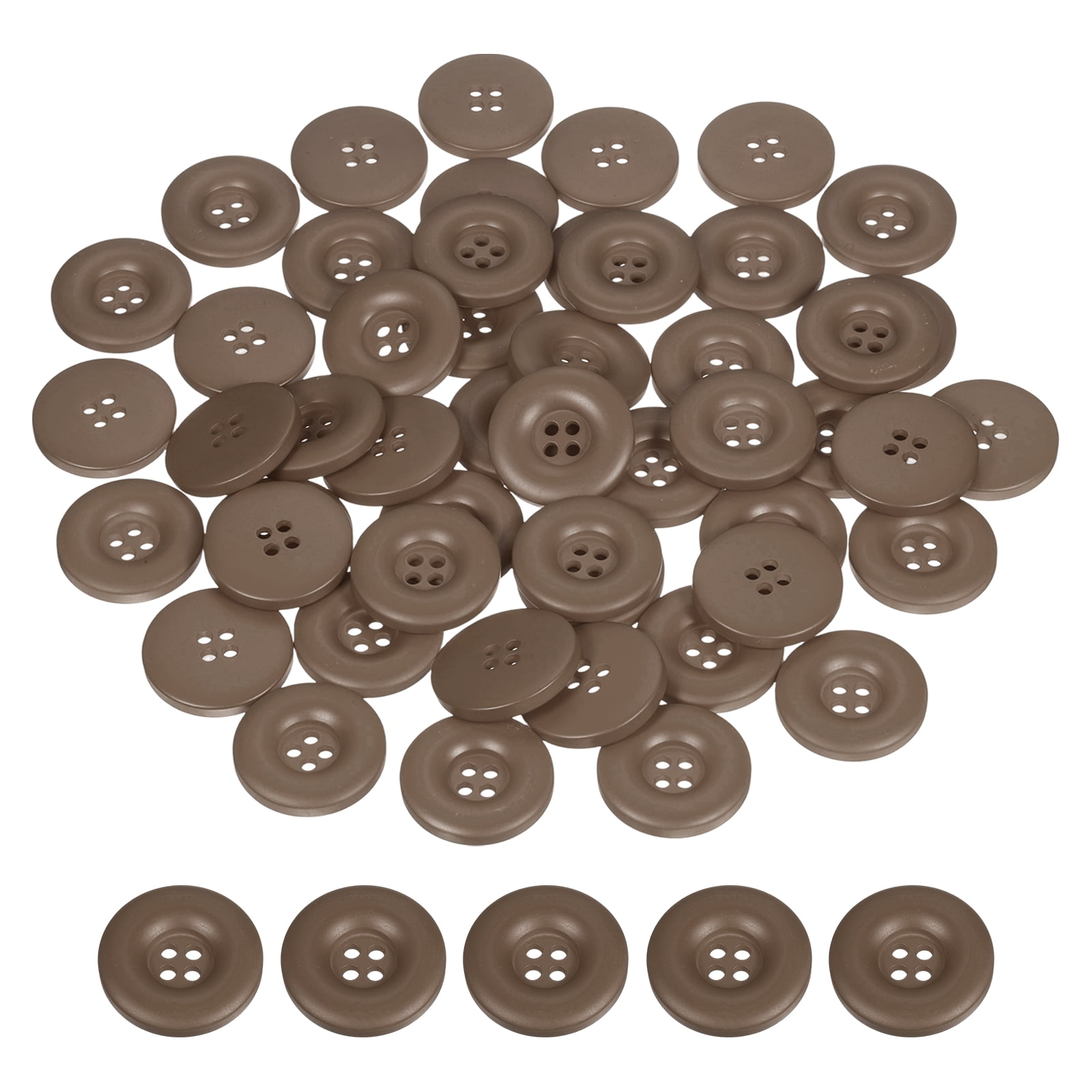Uxcell 50pcs Sewing Button 30mm 4 Holes Resin Round Crafting Buttons, Dark Brown