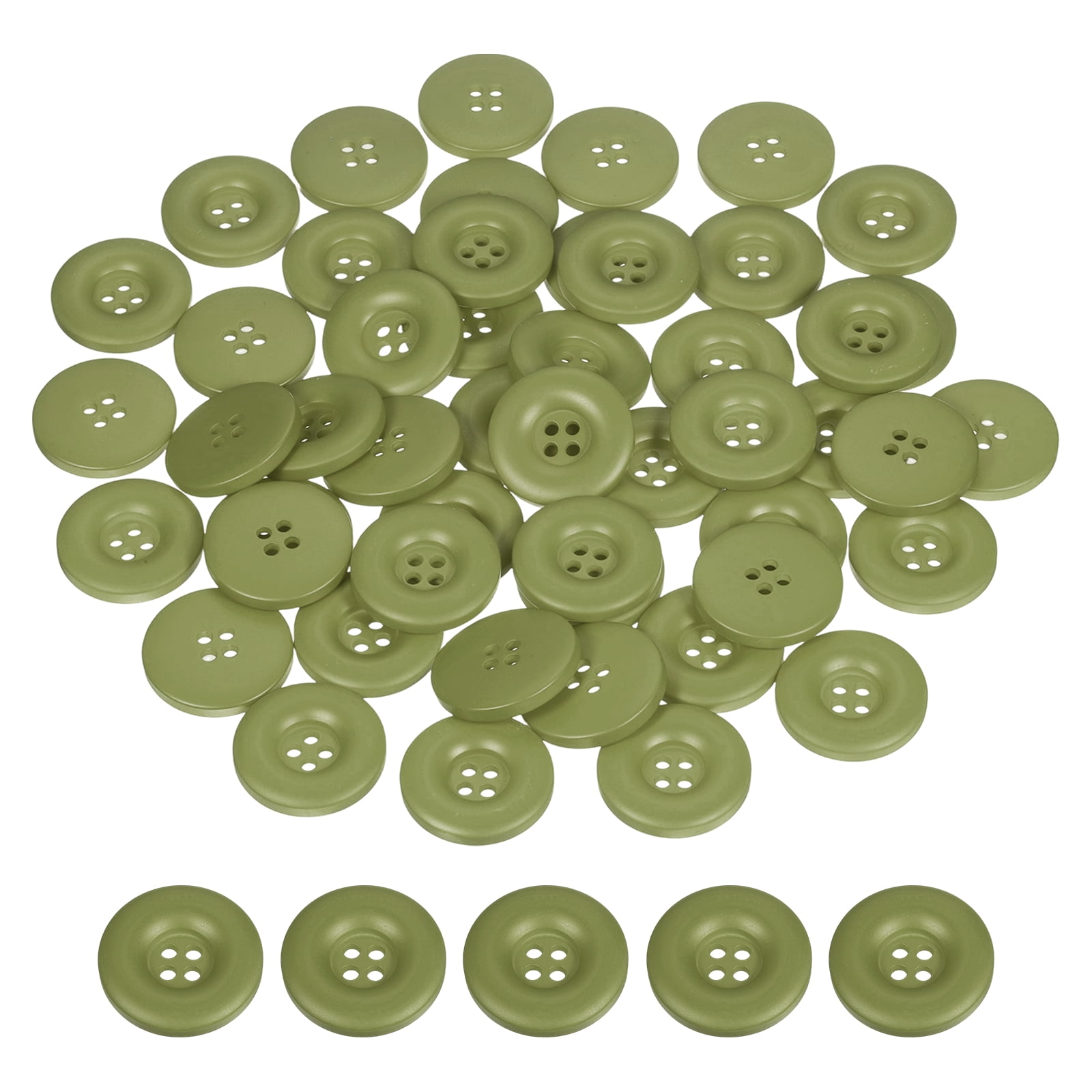 Uxcell 50pcs Sewing Button 30mm 4 Holes Resin Round Crafting Buttons, Green