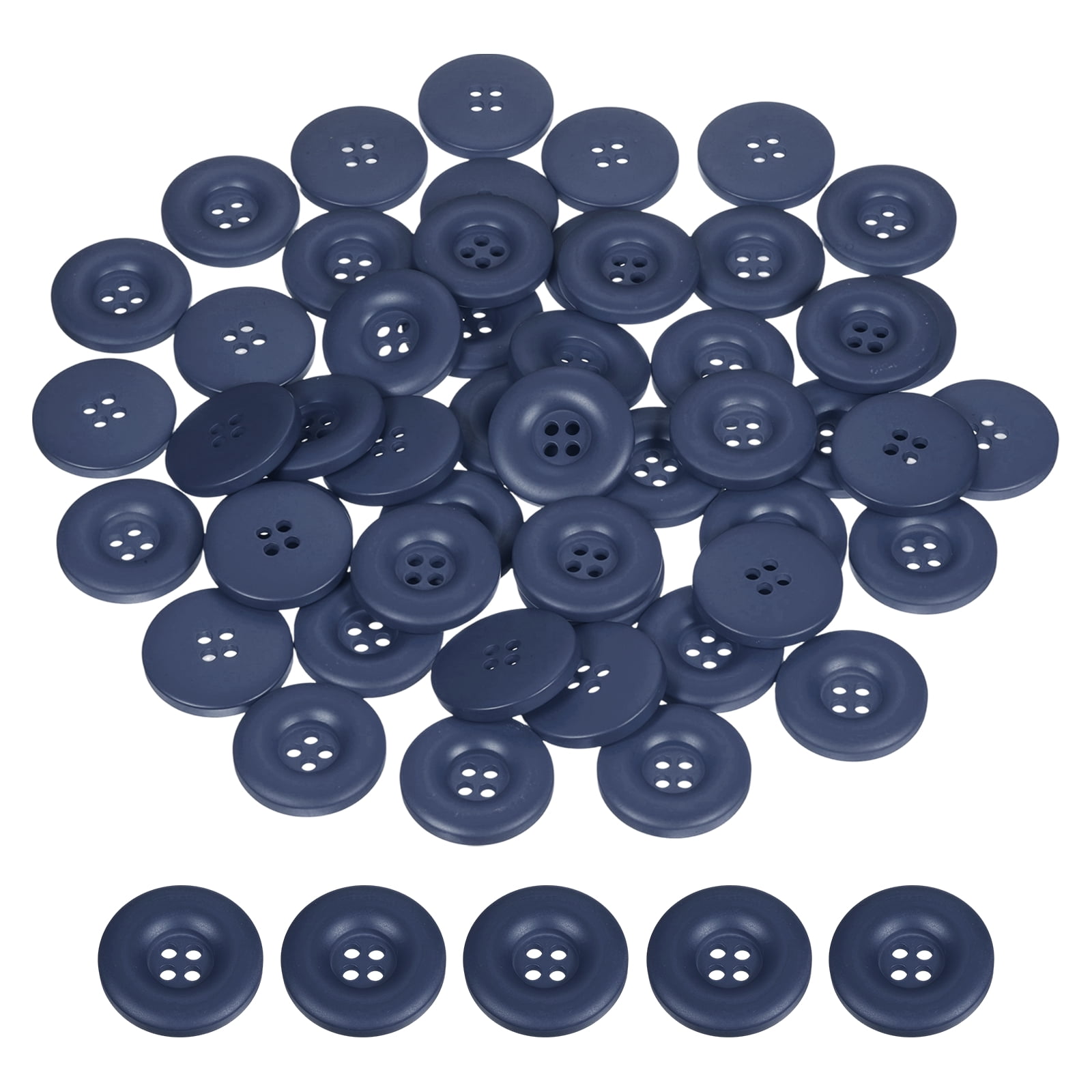Uxcell 50pcs Sewing Button 30mm 4 Holes Resin Round Crafting Buttons, Light Blue