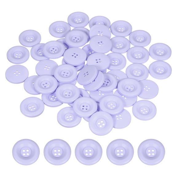 Uxcell 50pcs Sewing Button 30mm 4 Holes Resin Round Crafting Buttons, Purple