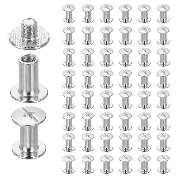 Uxcell 50set Chicago Screw M5 x 11mm 13mm Length Metal Phillips Nail Rivet Stud Screw Bolts Rivets Binding Post Screw for DIY Leather Belt Bag Craft Bookbinding, White
