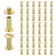 thumbnail image 1 of Uxcell 50set Chicago Screw M5 x 14mm 16mm Length Metal Phillips Nail Rivet Stud Screw Bolts Rivets Binding Post Screw for DIY Leather Belt Bag Craft Bookbinding, Gold, 1 of 7