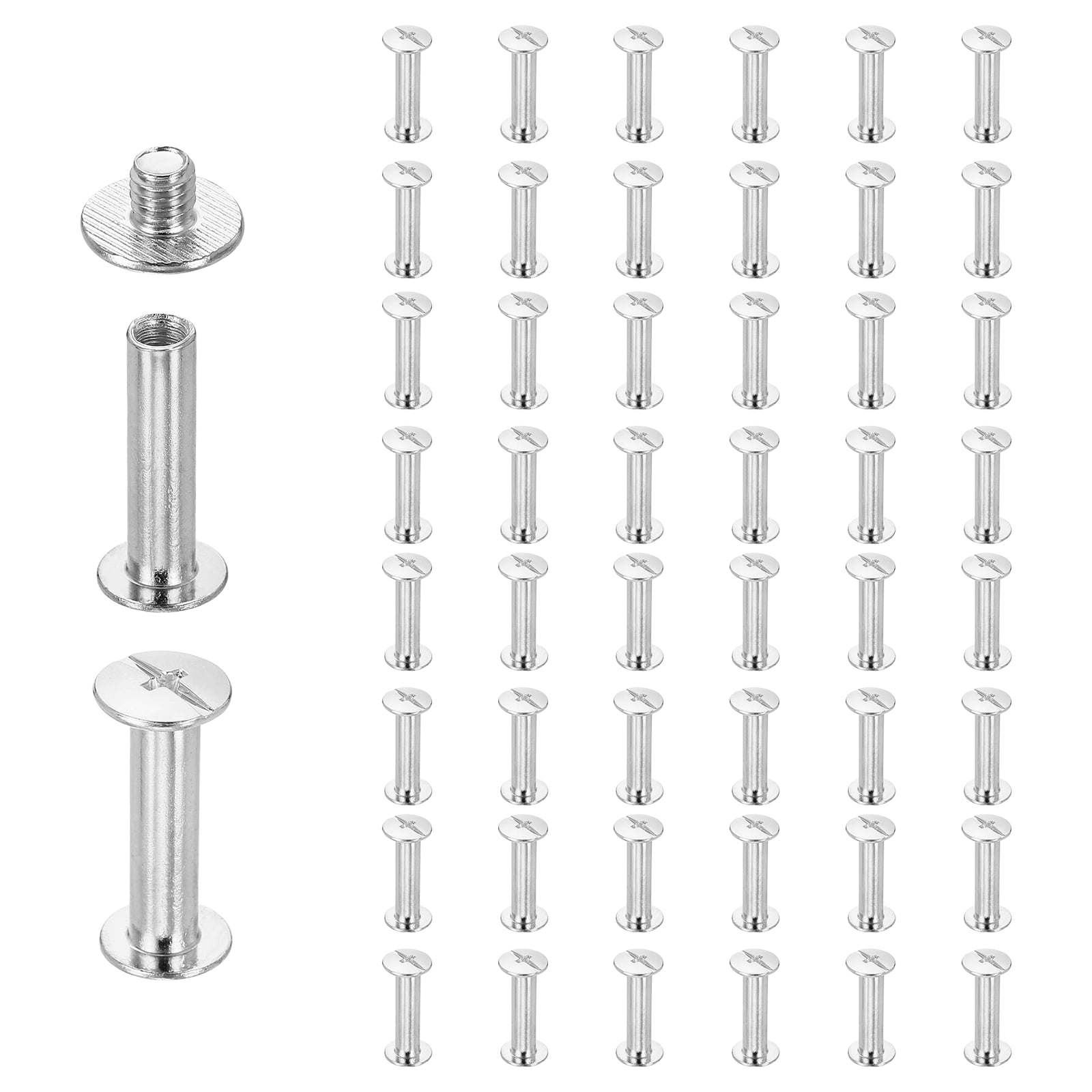 Uxcell 50set Chicago Screw M5 x 19mm 21mm Length Metal Phillips Nail ...