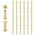 thumbnail image 1 of Uxcell 50set Chicago Screw M5 x 22mm 24mm Length Metal Phillips Nail Rivet Stud Screw Bolts Rivets Binding Post Screw for DIY Leather Belt Bag Craft Bookbinding, Gold, 1 of 7