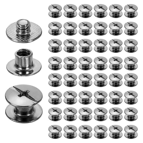Uxcell 50set Chicago Screw M5 x 4mm 6mm Length Metal Phillips Nail Rivet Stud Screw Bolts Rivets Binding Post Screw for DIY Leather Belt Bag Craft Bookbinding, Gun Black