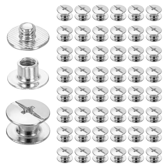 Uxcell 50set Chicago Screw M5 x 4mm 6mm Length Metal Phillips Nail Rivet Stud Screw Bolts Rivets Binding Post Screw for DIY Leather Belt Bag Craft Bookbinding, White