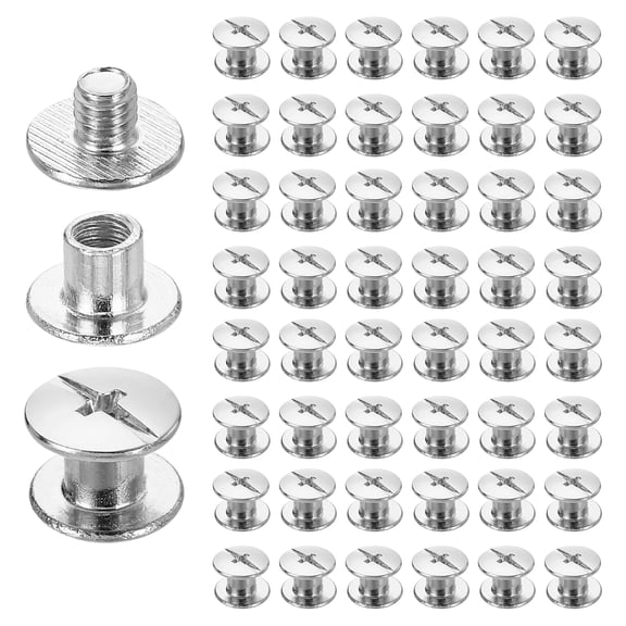 Uxcell 50set Chicago Screw M5 x 5mm 7mm Length Metal Phillips Nail Rivet Stud Screw Bolts Rivets Binding Post Screw for DIY Leather Belt Bag Craft Bookbinding, White