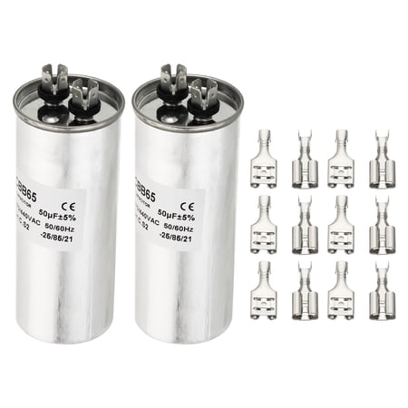 Uxcell 50uf 50MDF 370/440VAC Fan Start Capacitor,2Pcs CBB65 Circular Run Capacitor with Connecting Terminal
