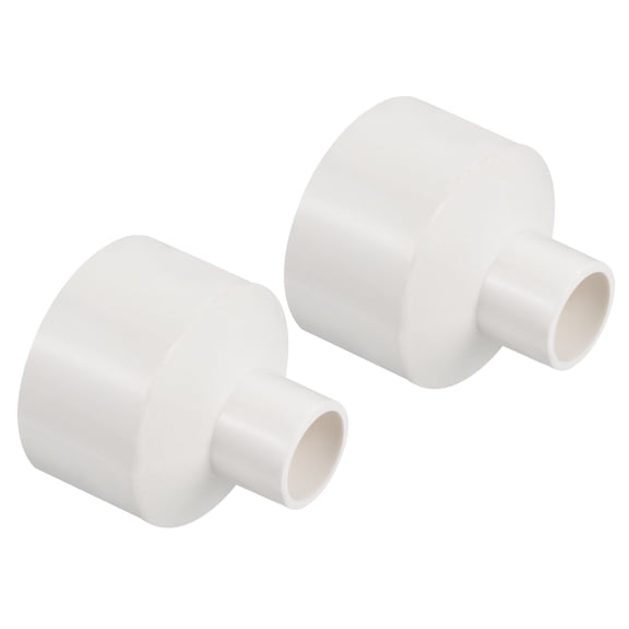 Uxcell Polyvinyl Chloride Reducer Pipe Fitting 1.97 inch x 0.79 inch 2 Pack Straight Coupling Adapter Connector White