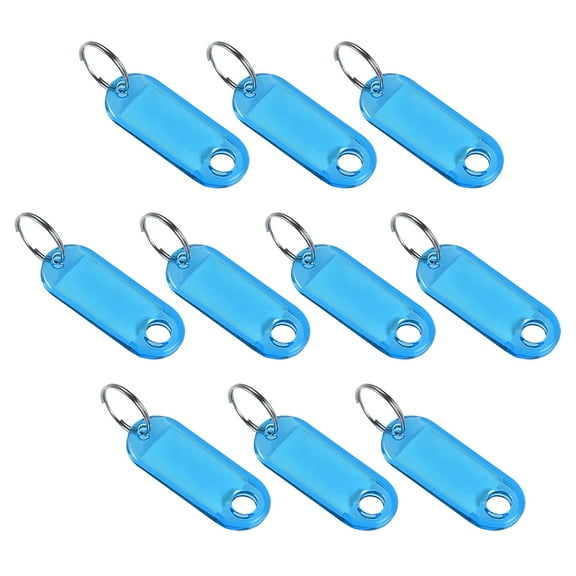 Uxcell 50x20mm Plastic Key Tags with Split Keyring Blue 10 Count
