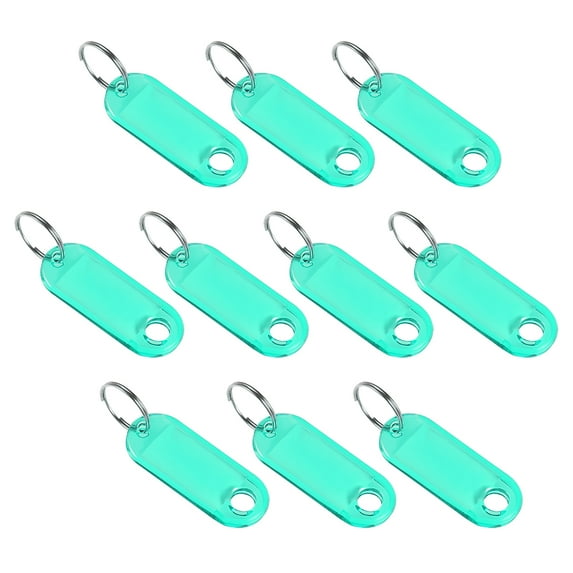 Uxcell 50x20mm Plastic Key Tags with Split Keyring Green 10 Count