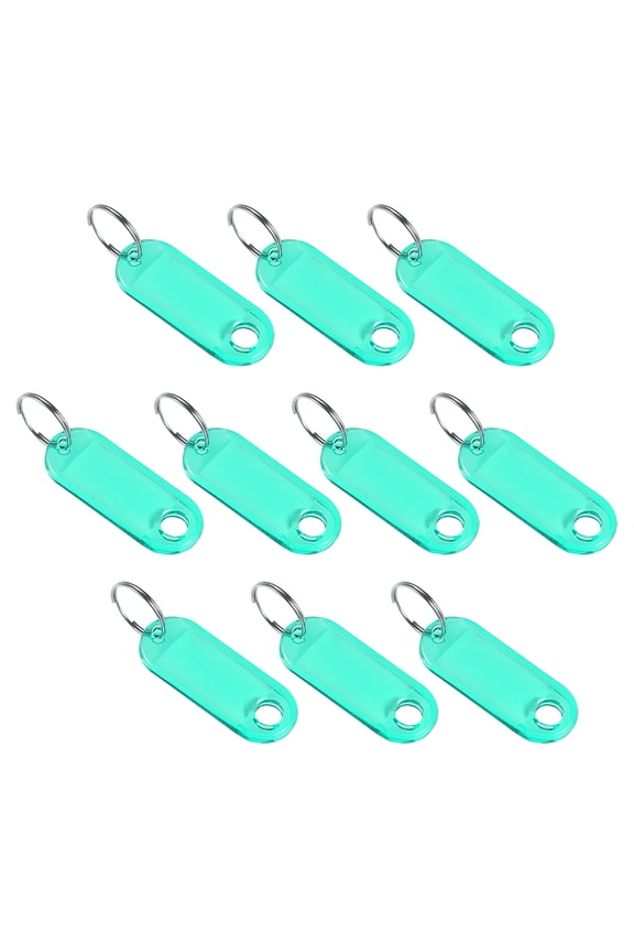 50x20mm Plastic Key Tags with Split Keyring Green 10 Count