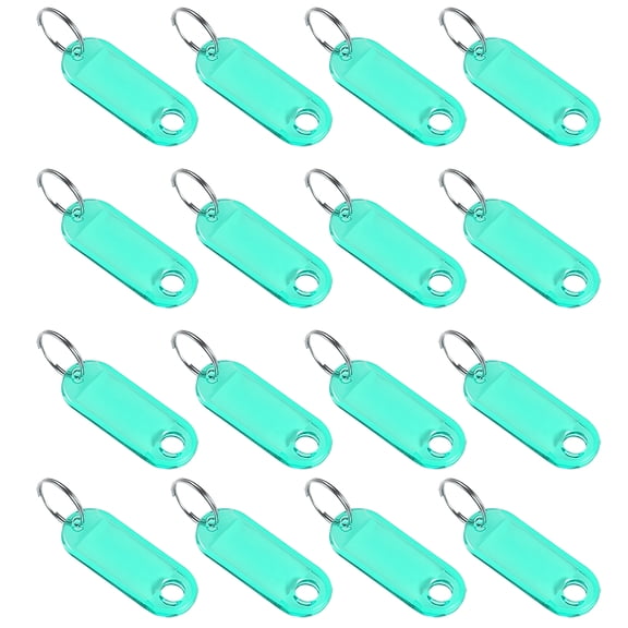 Uxcell 50x20mm Plastic Key Tags with Split Keyring Green 16 Count