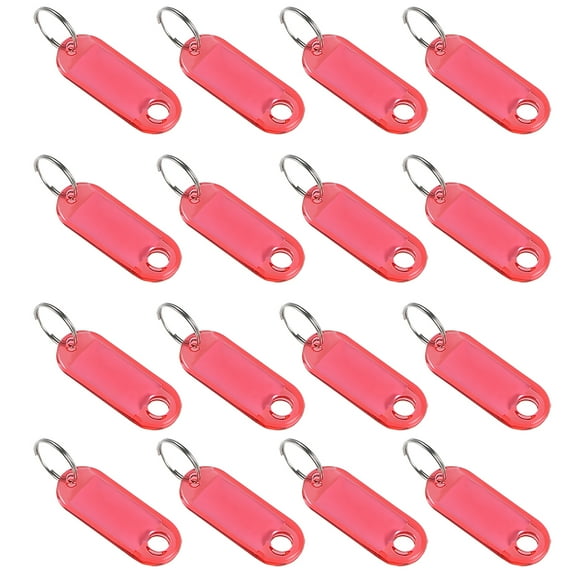 Uxcell 50x20mm Plastic Key Tags with Split Keyring Red 16 Count