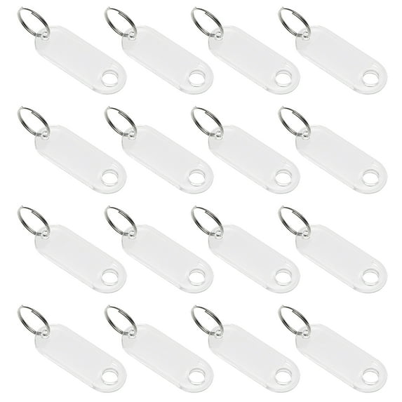 Uxcell 50x20mm Plastic Key Tags with Split Keyring White 16 Count