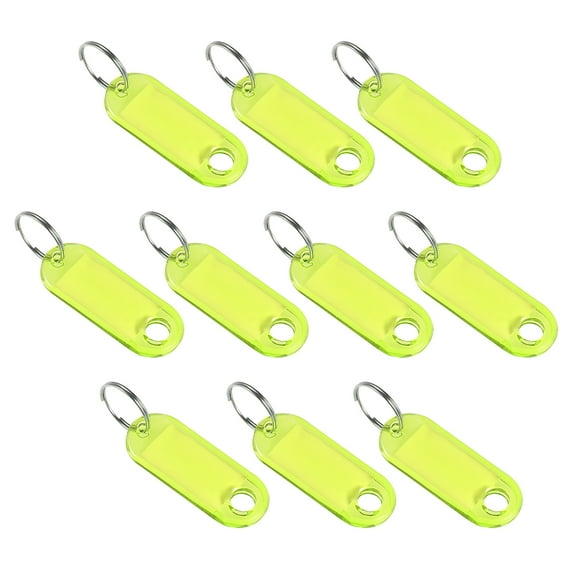 Uxcell 50x20mm Plastic Key Tags with Split Keyring Yellow 10 Count