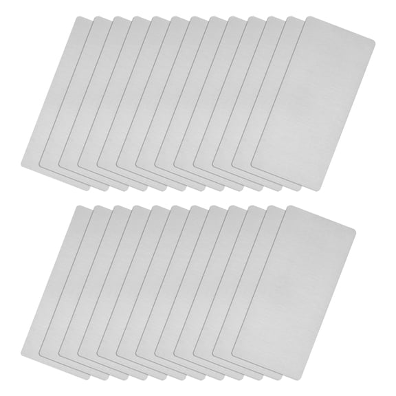 Uxcell 50x22x0.4mm Brushed 201 Stainless Steel Blank Metal Card Silver Tone 25 Pack