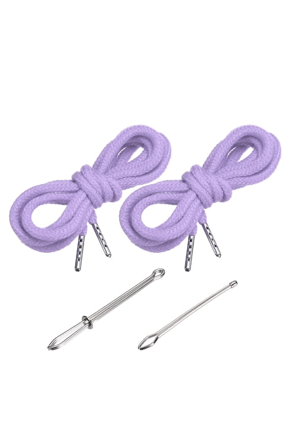 51 Inch Drawstring Cords, 2pcs Replacement Draw Strings with 2pcs Easy Threaders for Shorts Pants Jackets Coats Sweatpants Hoodie, Light Purple
