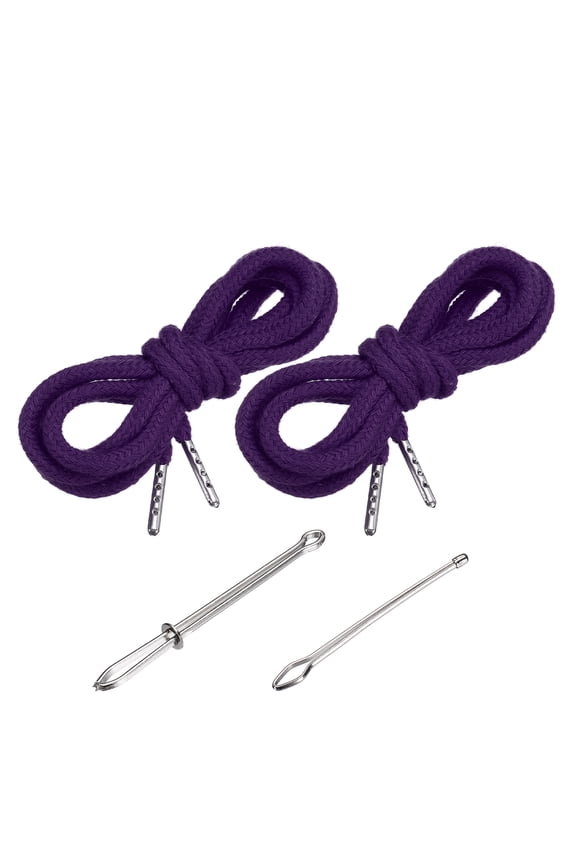 51 Inch Drawstring Cords, 2pcs Replacement Draw Strings with 2pcs Easy Threaders for Shorts Pants Jackets Coats Sweatpants Hoodie, Deep Purple