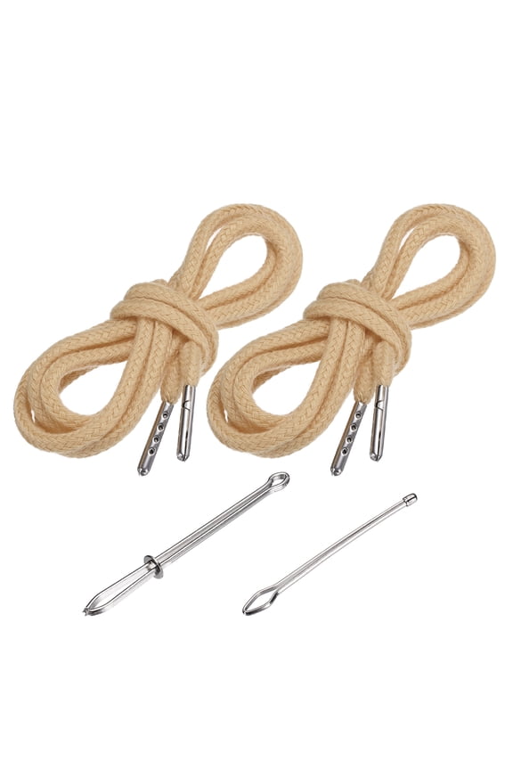 51 Inch Drawstring Cords, 2pcs Replacement Draw Strings with 2pcs Easy Threaders for Shorts Pants Jackets Coats Sweatpants Hoodie, Khaki