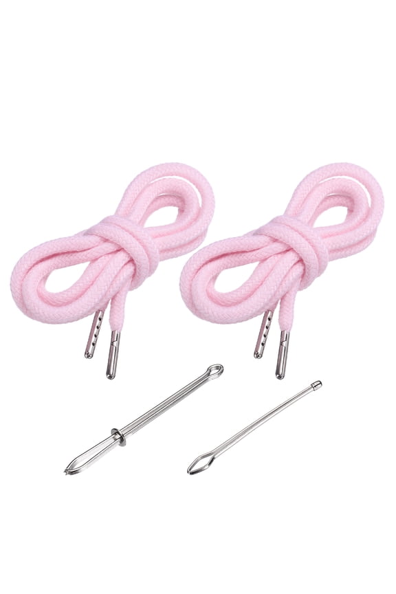 51 Inch Drawstring Cords, 2pcs Replacement Draw Strings with 2pcs Easy Threaders for Shorts Pants Jackets Coats Sweatpants Hoodie, Light Pink