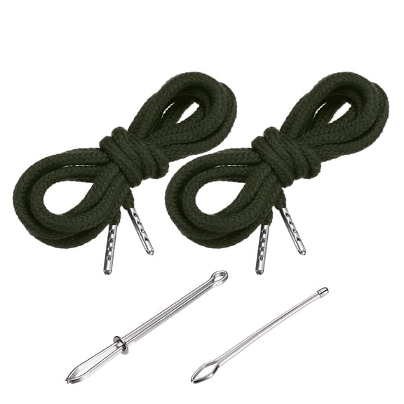 Uxcell 51 Inch Drawstring Cords, 2pcs Replacement Draw Strings with 2pcs Easy Threaders for Shorts Pants Jackets Coats Sweatpants Hoodie, Navy Green