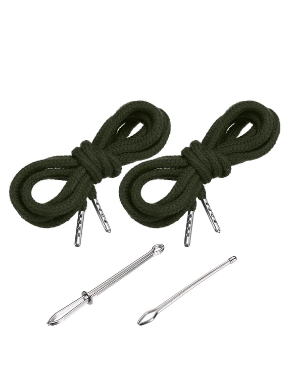 51 Inch Drawstring Cords, 2pcs Replacement Draw Strings with 2pcs Easy Threaders for Shorts Pants Jackets Coats Sweatpants Hoodie, Navy Green