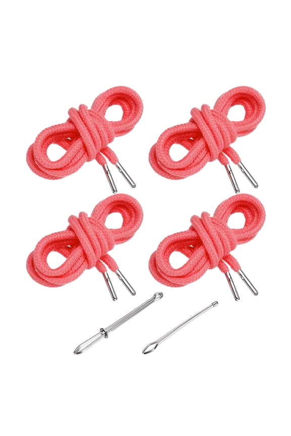 51 Inch Drawstring Cords, 4pcs Replacement Draw Strings with 2pcs Easy Threaders for Shorts Pants Jackets Coats Sweatpants Hoodie, Watermelon Red
