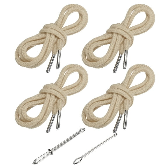 Uxcell 51 Inch Drawstring Cords, 4pcs Replacement Draw Strings with 2pcs Easy Threaders for Shorts Pants Jackets Coats Sweatpants Hoodie, Apricot