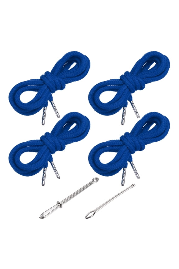 51 Inch Drawstring Cords, 4pcs Replacement Draw Strings with 2pcs Easy Threaders for Shorts Pants Jackets Coats Sweatpants Hoodie, Dark Blue