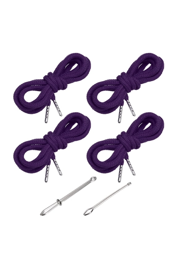 51 Inch Drawstring Cords, 4pcs Replacement Draw Strings with 2pcs Easy Threaders for Shorts Pants Jackets Coats Sweatpants Hoodie, Deep Purple