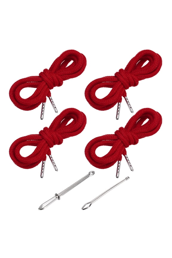 51 Inch Drawstring Cords, 4pcs Replacement Draw Strings with 2pcs Easy Threaders for Shorts Pants Jackets Coats Sweatpants Hoodie, Deep Red