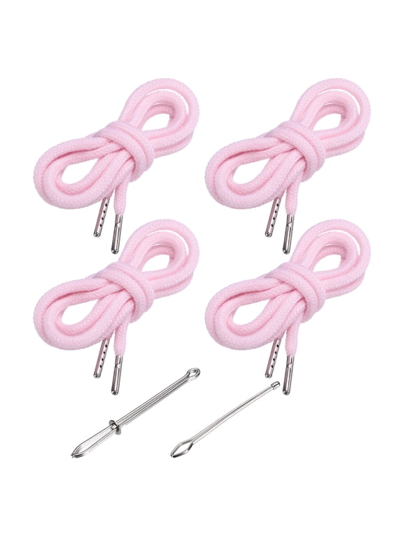51 Inch Drawstring Cords, 4pcs Replacement Draw Strings with 2pcs Easy Threaders for Shorts Pants Jackets Coats Sweatpants Hoodie, Light Pink