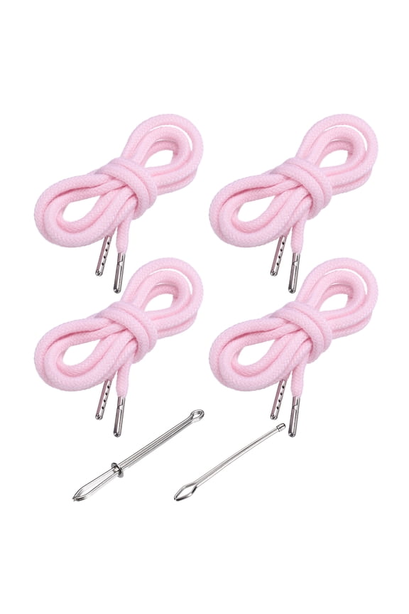 51 Inch Drawstring Cords, 4pcs Replacement Draw Strings with 2pcs Easy Threaders for Shorts Pants Jackets Coats Sweatpants Hoodie, Light Pink