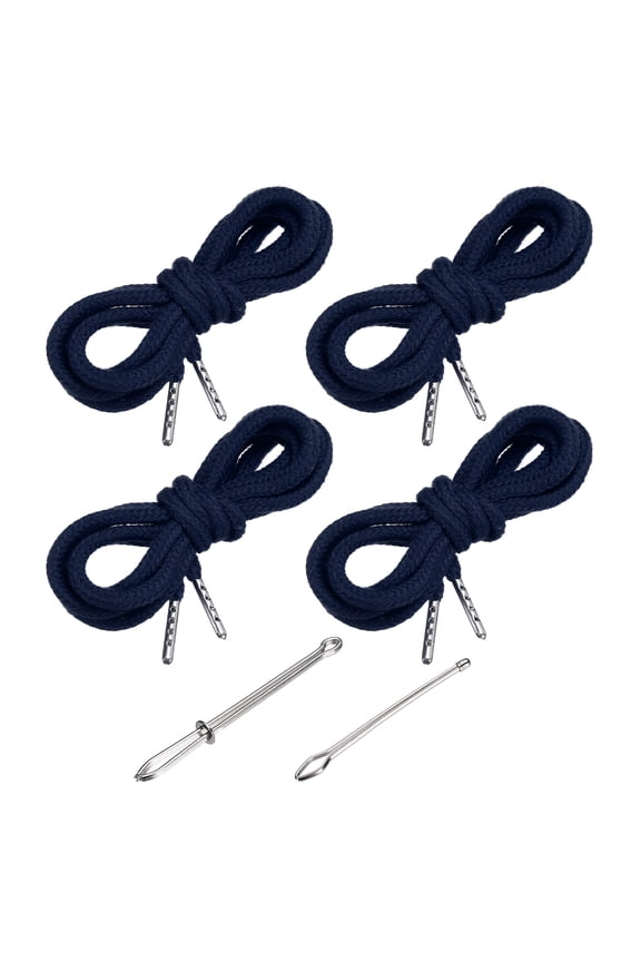 51 Inch Drawstring Cords, 4pcs Replacement Draw Strings with 2pcs Easy Threaders for Shorts Pants Jackets Coats Sweatpants Hoodie, Navy Blue