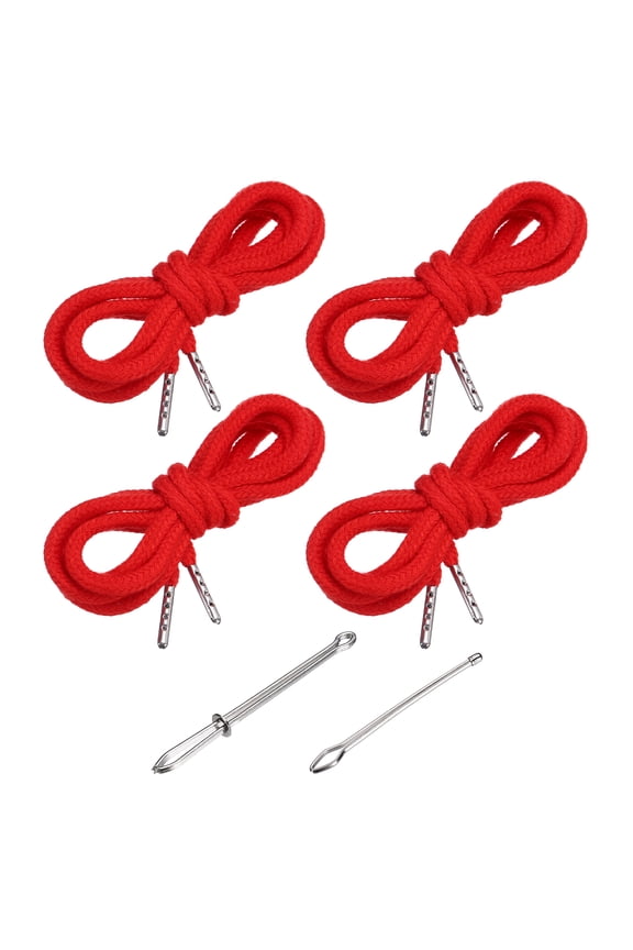 51 Inch Drawstring Cords, 4pcs Replacement Draw Strings with 2pcs Easy Threaders for Shorts Pants Jackets Coats Sweatpants Hoodie, Red