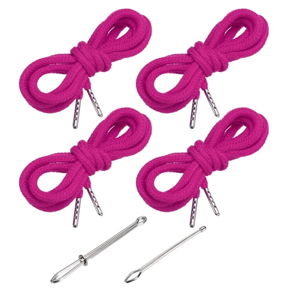 Uxcell 51 Inch Drawstring Cords, 4pcs Replacement Draw Strings with 2pcs Easy Threaders for Shorts Pants Jackets Coats Sweatpants Hoodie, Rose Red