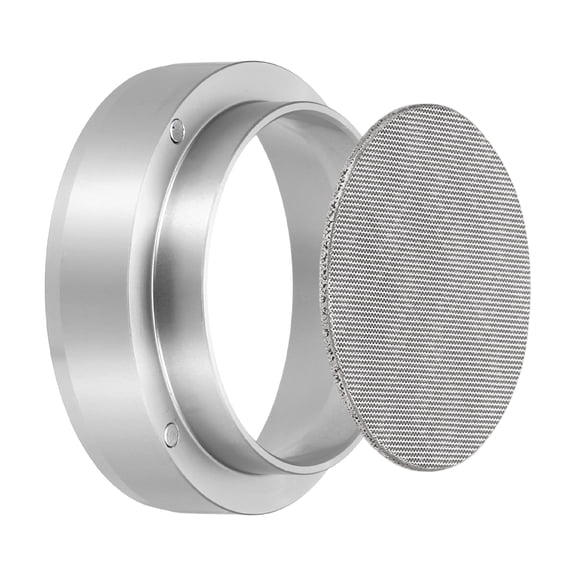 Uxcell 51MM Espresso Dosing Funnel Set, 2.44 x 0.87" Dosing Funnel with Puck Screen Coffee Puck Screen Set for 51mm Portafilter Powder Collection Grinding Coffee Grinder, Silver Tone