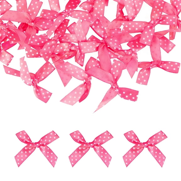 Uxcell 52 Pcs Mini Ribbon Bows, 2" Tiny Bows with Polka Dots for Crafts Small Bowknot Artificial Applique Embellishment for DIY Craft Sewing Scrapbooking Wedding Decoration, Rose Red