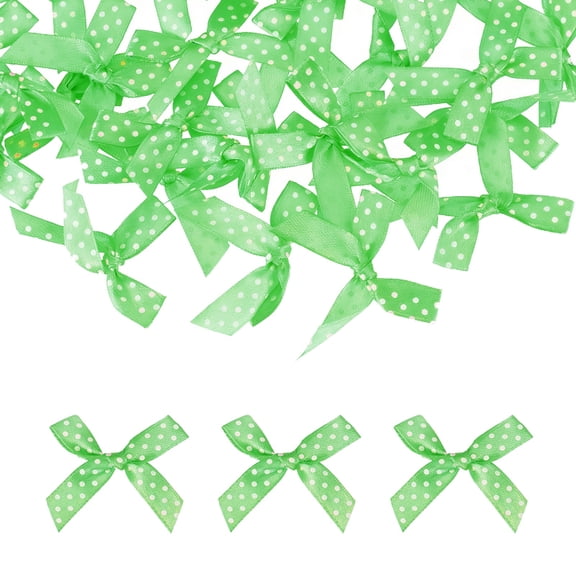 Uxcell 52 Pcs Mini Ribbon Bows, 2" Tiny Bows with Polka Dots for Crafts Small Bowknot Artificial Applique Embellishment for DIY Craft Sewing Scrapbooking Wedding Decoration, Light Green