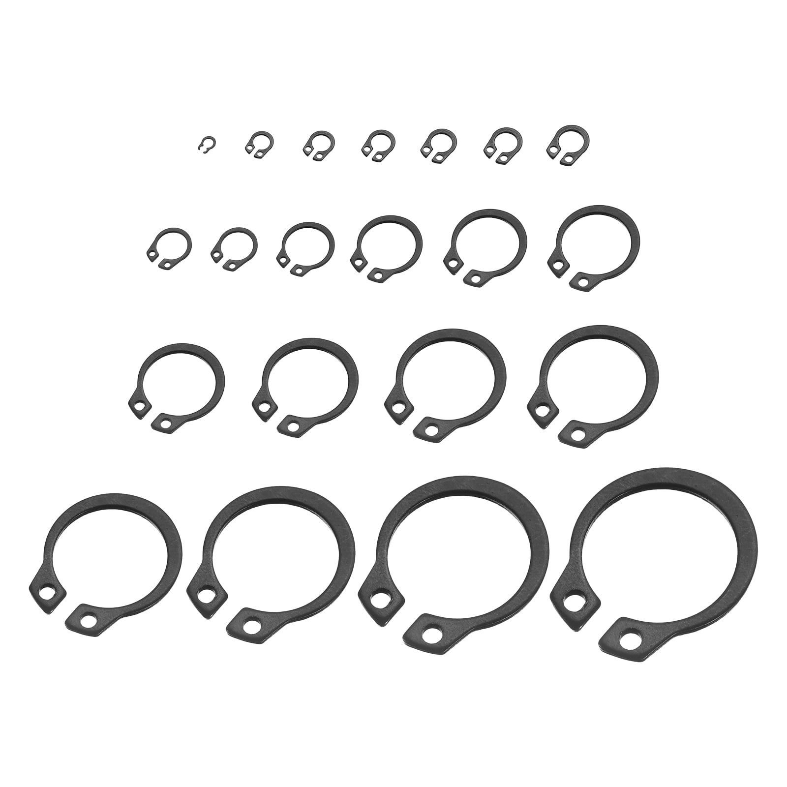 Uxcell 526 Pack External Retaining Rings, 21 Sizes 65Mn Carbon Steel ...
