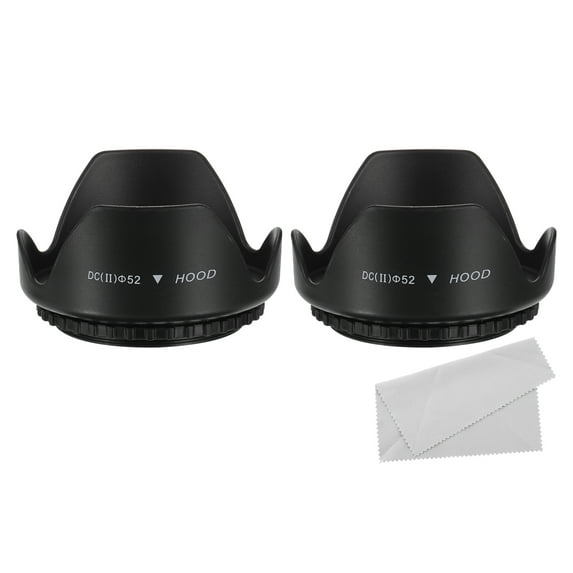 Uxcell 52mm Camera Lens Hood, 2Pcs Flower Lens Hood Protector with Cleaning Cloth