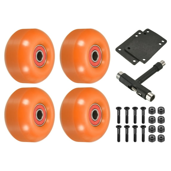 Uxcell 52mm Skateboard Wheels and Bearings Set Street Wheels for Skateboards Cruiser Wheel 95A, Orange Red 4 Pack
