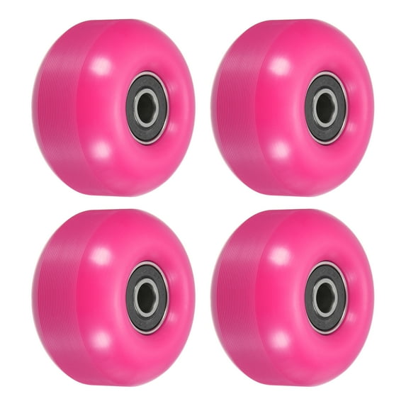 Uxcell 52mm Skateboard Wheels with Bearings Street Wheels for Skateboards Cruiser Wheel 95A, Rose Red Black 4 Pack