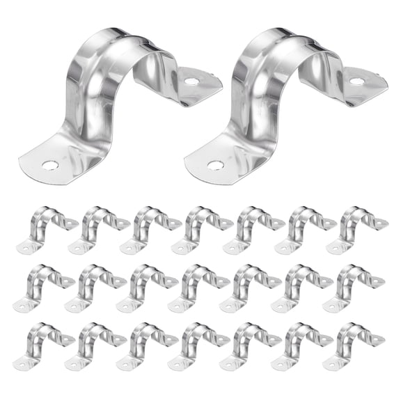 Uxcell 52pcs Conduit Clamp 1 Inch, 1 Hole Stainless Steel Pipe Strap, U Bracket Single Band Rigid Metal Conduit Hanger for Pipe Fixing, Tube Wire Installation