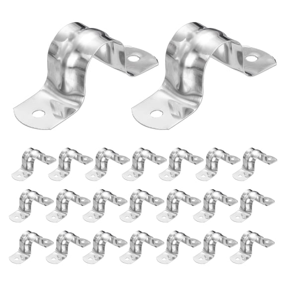 Uxcell 52pcs Conduit Clamp 13/16 Inch, 1 Hole Stainless Steel Pipe Strap, U Bracket Single Band Rigid Metal Conduit Hanger for Pipe Fixing, Tube Wire Installation