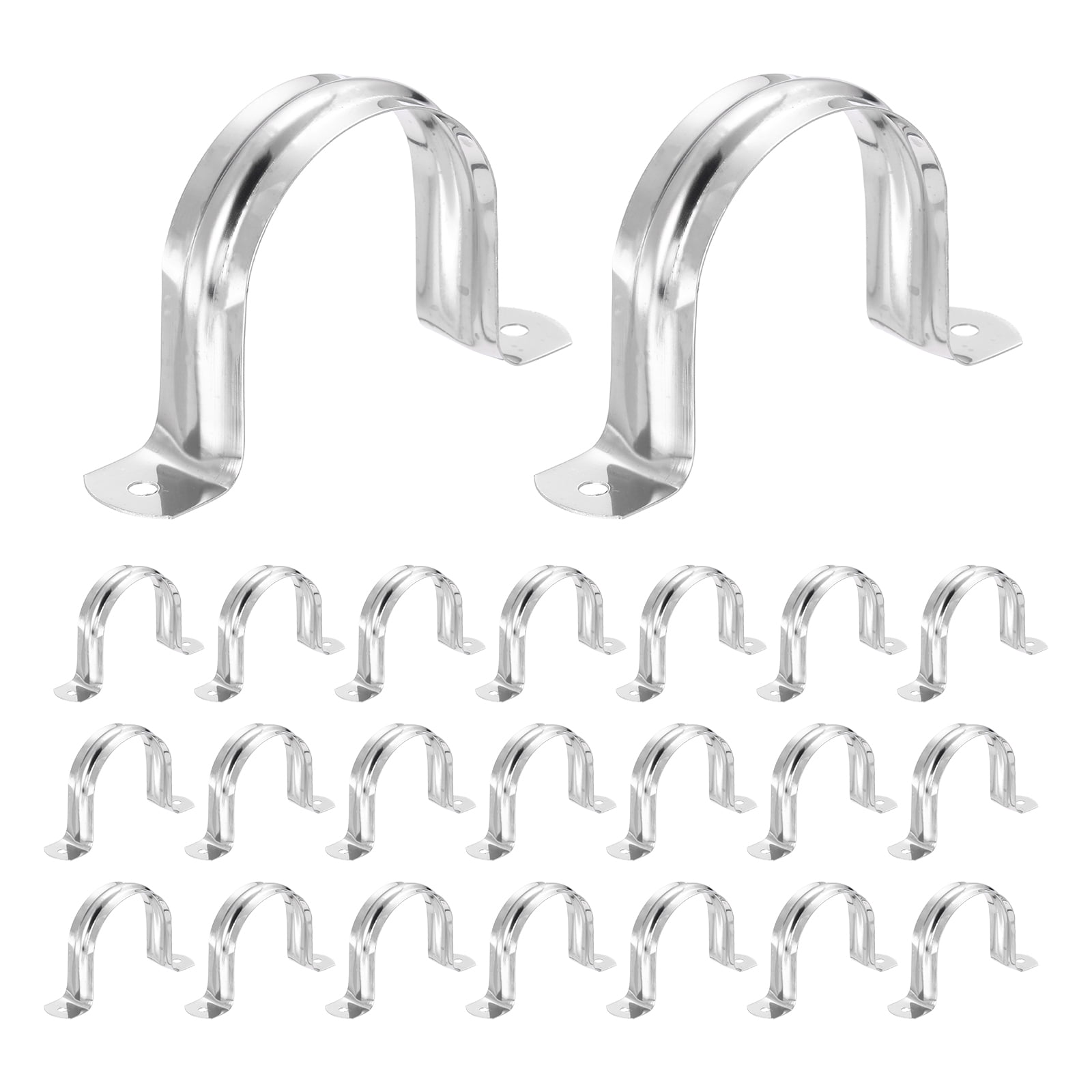 Uxcell 52pcs Conduit Clamp 2 Inch, 1 Hole Stainless Steel Pipe Strap, U Bracket Single Band Rigid Metal Conduit Hanger for Pipe Fixing, Tube Wire Installation