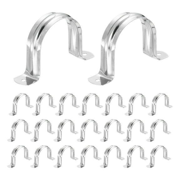 Uxcell 52pcs Conduit Clamp 2 Inch, 1 Hole Stainless Steel Pipe Strap, U Bracket Single Band Rigid Metal Conduit Hanger for Pipe Fixing, Tube Wire Installation