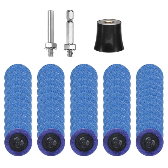 Uxcell 53pcs Quick Change Discs Set 1" Roll Lock Sanding Discs with 1/4" Shank Pad Holder P60 Grit for Polish Rust Removal